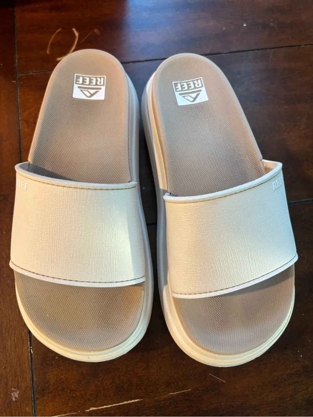 Reef Neutral Beige Slide Sandals